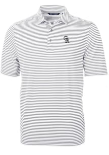 Cutter and Buck Colorado Rockies Grey Mono Virtue Eco Pique Stripe Big and Tall Polo