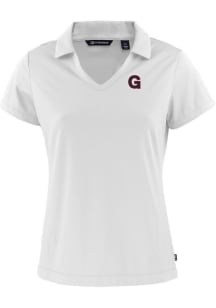 Cutter and Buck Gonzaga Bulldogs Womens White Vault Daybreak V Neck Short Sleeve Polo Shirt