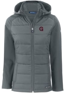 Cutter and Buck Gonzaga Bulldogs Womens Grey Vault Evoke Hood Heavy Weight Jacket