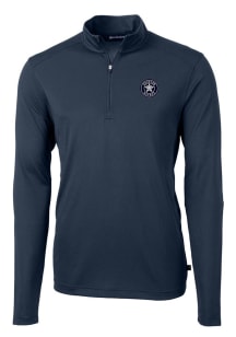 Cutter and Buck Houston Astros Mens Navy Blue Mono Virtue Eco Pique Big and Tall Qtr Zip