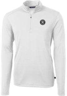 Cutter and Buck Houston Astros Mens White Mono Virtue Eco Pique Big and Tall Qtr Zip