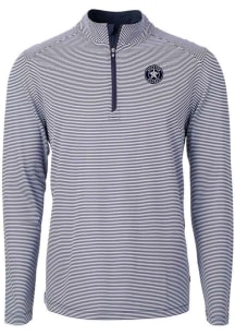 Cutter and Buck Houston Astros Mens Navy Blue Mono Virtue Eco Pique Stripe Big and Tall Qtr Zip