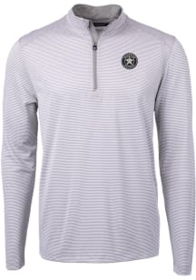 Cutter and Buck Houston Astros Mens Grey Mono Virtue Eco Pique Stripe Big and Tall Qtr Zip