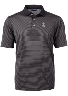 Cutter and Buck Los Angeles Angels Mens Black Mono Virtue Eco Pique Micro Stripe Short Sleeve Polo