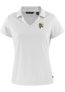 Cutter and Buck Grambling State Tigers Womens White Vault Daybreak V Neck Short Sleeve Polo Shirt