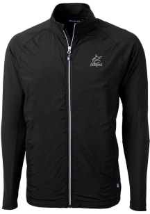 Cutter and Buck Miami Marlins Mens Black Mono Adapt Eco Light Weight Jacket