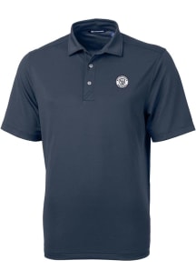 Cutter and Buck Milwaukee Brewers Mens Navy Blue Mono Virtue Eco Pique Short Sleeve Polo