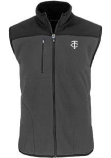 Cutter and Buck Minnesota Twins Mens Grey Mono Cascade Sherpa Sleeveless Jacket