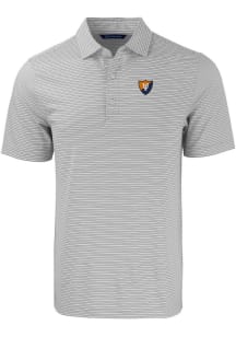 Cutter and Buck Illinois Fighting Illini Grey Vault Forge Double Stripe Big and Tall Polo