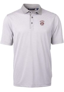 Cutter and Buck Oklahoma Sooners Grey SEC Virtue Eco Pique Micro Stripe Big and Tall Polo