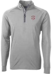 Cutter and Buck Oklahoma Sooners Mens Grey SEC Adapt Eco Big and Tall Qtr Zip