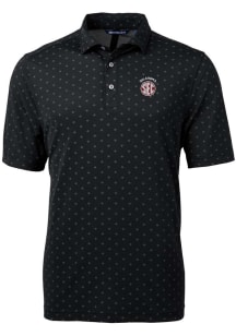 Cutter and Buck Oklahoma Sooners Black SEC Virtue Eco Pique Tile Big and Tall Polo