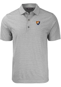 Cutter and Buck Illinois Fighting Illini Mens Grey Vault Forge Stripe Short Sleeve Polo