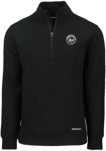 Cutter and Buck New York Mets Mens Black Mono Roam Long Sleeve Qtr Zip Pullover