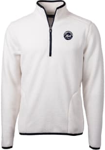Cutter and Buck New York Mets Mens Grey Mono Cascade Sherpa Long Sleeve Qtr Zip Pullover