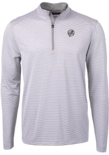 Cutter and Buck New York Yankees Mens Grey Mono Virtue Eco Pique Stripe Big and Tall Qtr Zip