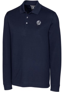 Cutter and Buck New York Yankees Navy Blue Mono Advantage Pique Long Sleeve Big and Tall Polo