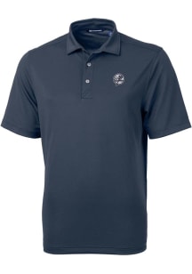 Cutter and Buck New York Yankees Mens Navy Blue Mono Virtue Eco Pique Short Sleeve Polo