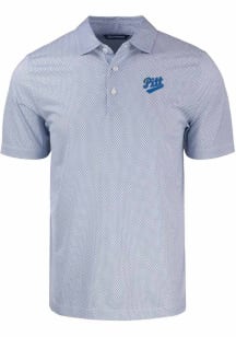 Cutter and Buck Pitt Panthers Mens White Vault Pike Symmetry Tour Short Sleeve Polo
