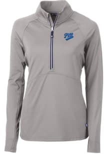 Cutter and Buck Pitt Panthers Womens Grey Vault Adapt Eco Qtr Zip