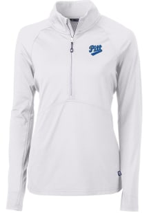 Cutter and Buck Pitt Panthers Womens White Vault Adapt Eco Qtr Zip