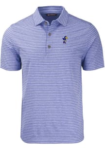 Cutter and Buck Kansas Jayhawks Mens Blue Vault Forge Stripe Short Sleeve Polo