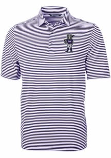 Cutter and Buck TCU Horned Frogs Mens Purple Virtue Pique Stripe Short Sleeve Polo