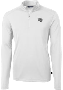 Cutter and Buck Jacksonville Jaguars Mens White Mono Virtue Eco Pique Big and Tall Qtr Zip