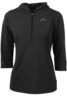 Cutter and Buck Los Angeles Chargers Womens Black Mono Virtue Eco Pique Hooded Sweatshirt
