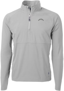 Cutter and Buck Los Angeles Chargers Mens Grey Mono Adapt Eco Hybrid Long Sleeve Qtr Zip Pullover