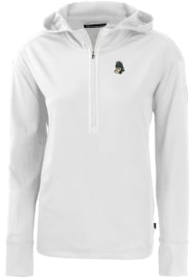 Cutter and Buck Michigan State Spartans Womens White Vault Daybreak Hood Qtr Zip