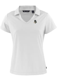 Cutter and Buck Michigan State Spartans Womens White Vault Daybreak V Neck Short Sleeve Polo Shirt