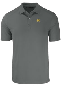 Cutter and Buck Michigan Wolverines Mens Grey Vault Forge Recycled Short Sleeve Polo