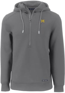 Cutter and Buck Michigan Wolverines Mens Grey Vault Roam Long Sleeve Hoodie