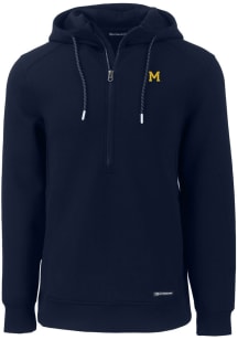 Cutter and Buck Michigan Wolverines Mens Blue Vault Roam Long Sleeve Hoodie