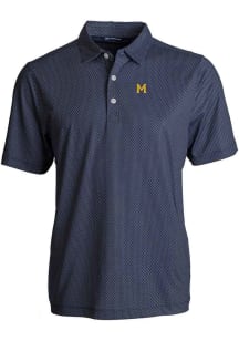 Cutter and Buck Michigan Wolverines Mens Navy Blue Vault Pike Symmetry Short Sleeve Polo