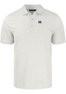 Cutter and Buck Michigan Wolverines Mens White Vault Pike Symmetry Short Sleeve Polo