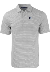 Cutter and Buck Michigan Wolverines Mens Grey Vault Forge Double Stripe Short Sleeve Polo