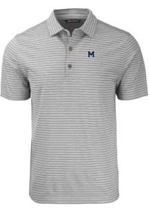 Cutter and Buck Michigan Wolverines Mens Grey Vault Forge Stripe Short Sleeve Polo
