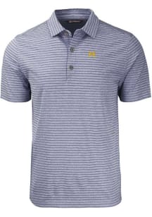 Cutter and Buck Michigan Wolverines Mens Navy Blue Vault Forge Stripe Short Sleeve Polo