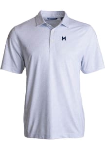 Cutter and Buck Michigan Wolverines Mens White Vault Pike Pebble Short Sleeve Polo