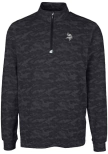 Cutter and Buck Minnesota Vikings Mens Black Mono Traverse Camo Long Sleeve Qtr Zip Pullover
