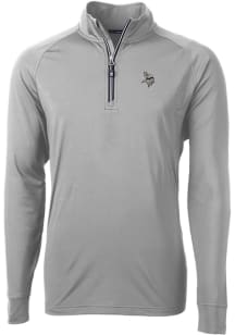 Cutter and Buck Minnesota Vikings Mens Grey Mono Adapt Eco Knit Long Sleeve Qtr Zip Pullover