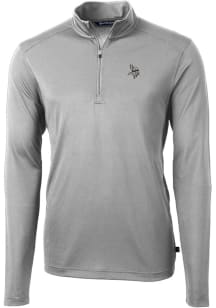 Cutter and Buck Minnesota Vikings Mens Grey Mono Virtue Eco Pique Long Sleeve Qtr Zip Pullover