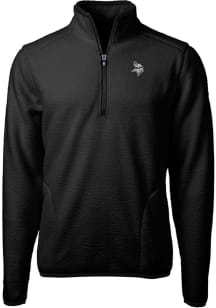 Cutter and Buck Minnesota Vikings Mens Black Mono Cascade Sherpa Long Sleeve Qtr Zip Pullover