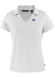 Cutter and Buck Michigan Wolverines Womens White Vault Daybreak V Neck Short Sleeve Polo Shirt