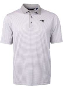Cutter and Buck New England Patriots Grey Mono Virtue Eco Pique Micro Stripe Big and Tall Polo