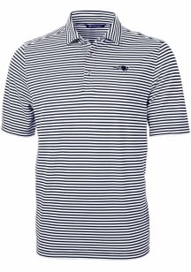 Cutter and Buck New England Patriots Navy Blue Mono Virtue Eco Pique Stripe Big and Tall Polo