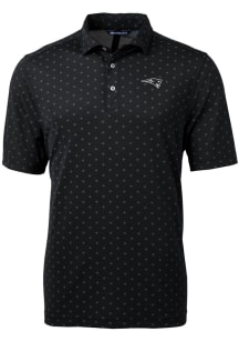 Cutter and Buck New England Patriots Black Mono Virtue Eco Pique Tile Big and Tall Polo
