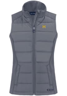 Cutter and Buck Michigan Wolverines Womens Grey Vault Evoke Vest